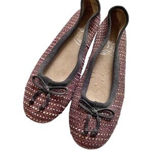 Aersoles Stitch N' Turn Size 7M Teashop Metallic Knit Bow Toe Ballet Flats